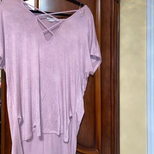 High low tea pink oversized Tee with lace design